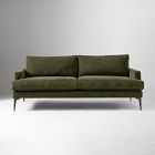 Andes 86in Sofa, Performance Distressed Velvet Juniper, Dark Pewter