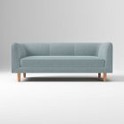 Marcel, 76" Sofa, Poly, Performance Chenille Crossweave, Dusty Blue, Cool Walnut