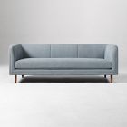 Marcel, 86" Sofa, Poly, Performance Chenille Crossweave, Dusty Blue, Cool Walnut